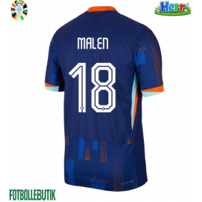 Nederländerna Donyell Malen #18 Bortatröja EM 2024 Kortärmad